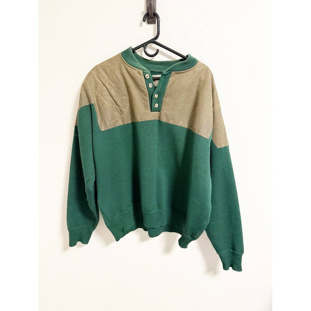 Filson Mens Henley Guide Sweater Waterfowl Wool Green Made In USA Size XXL